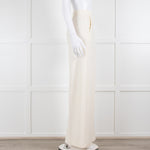 Max Mara Cream Waffle Wide Leg Trousers