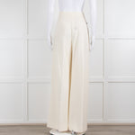 Max Mara Cream Waffle Wide Leg Trousers