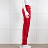 Isabel Marant Red Velvet Trousers with Gold Trim