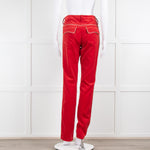 Isabel Marant Red Velvet Trousers with Gold Trim