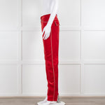 Isabel Marant Red Velvet Trousers with Gold Trim