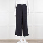 Etro Navy Boucle Trousers with Gold Button