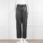 Muubaa Black Leather Straight Leg Trousers with Belt Waist