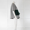 Marni Grey & Green Neoprene Short Sleeve Peplum Top