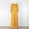 ba&sh Yellow & Black Patterned Ruched Top Maxi Dress