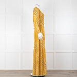 ba&sh Yellow & Black Patterned Ruched Top Maxi Dress