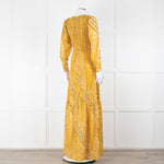 ba&sh Yellow & Black Patterned Ruched Top Maxi Dress