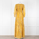 ba&sh Yellow & Black Patterned Ruched Top Maxi Dress