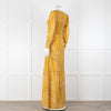 ba&sh Yellow & Black Patterned Ruched Top Maxi Dress