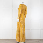 ba&sh Yellow & Black Patterned Ruched Top Maxi Dress