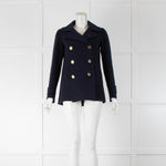 Carolina Herrera Navy Blue Peacoat With Gold Buttons