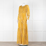 ba&sh Yellow & Black Patterned Ruched Top Maxi Dress