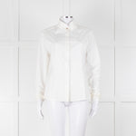 Sarah Pacini White Collarless Tailored Shirt