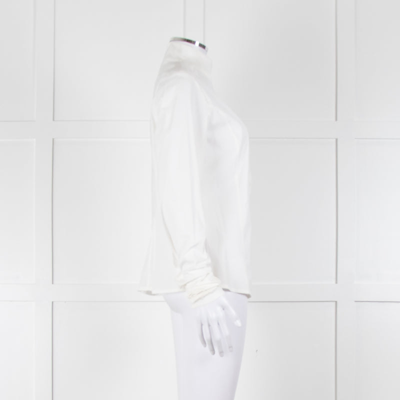 Sarah Pacini White Collarless Tailored Shirt