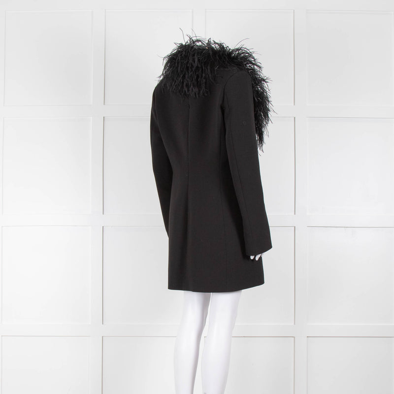 16Arlington Black Ostrich Feather Trim Jacket Style Dress