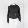 Doma Black Leather Jacket with Detachable Cotton Hood