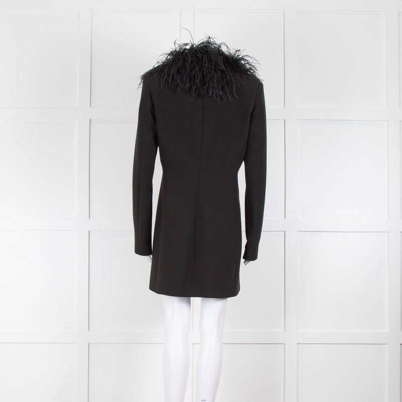 16Arlington Black Ostrich Feather Trim Jacket Style Dress