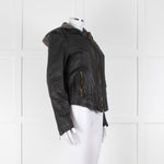 Doma Black Leather Jacket with Detachable Cotton Hood