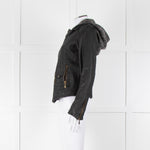 Doma Black Leather Jacket with Detachable Cotton Hood