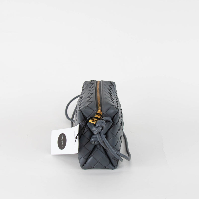 Bottega Veneta Grey Mini Loop Intrecciato Bag