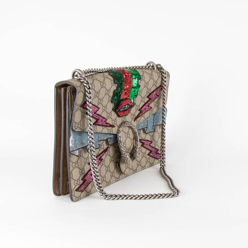 Gucci Beige Dionysus GG Supreme Monogram Embellished Medium Handbag