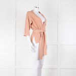 Adolfo Dominguez Peach Knit Wrap Top With Wide Belt