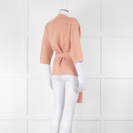 Adolfo Dominguez Peach Knit Wrap Top With Wide Belt