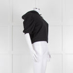 ba&sh Black Short Sleeve Hooded Top With Diamante Buttons