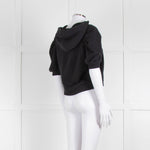 ba&sh Black Short Sleeve Hooded Top With Diamante Buttons