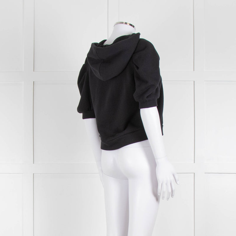 ba&sh Black Short Sleeve Hooded Top With Diamante Buttons