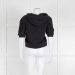 ba&sh Black Short Sleeve Hooded Top With Diamante Buttons