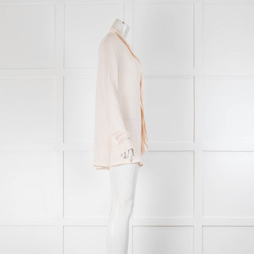 Max & Co Light Peach Tie Up Neck Long Sleeve Top