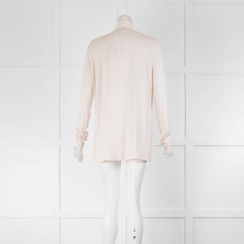 Max & Co Light Peach Tie Up Neck Long Sleeve Top