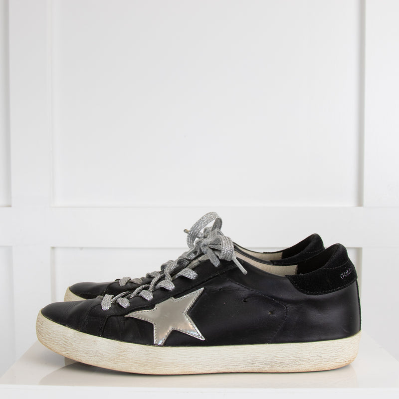 Golden Goose Black Trainers with Silver Laces