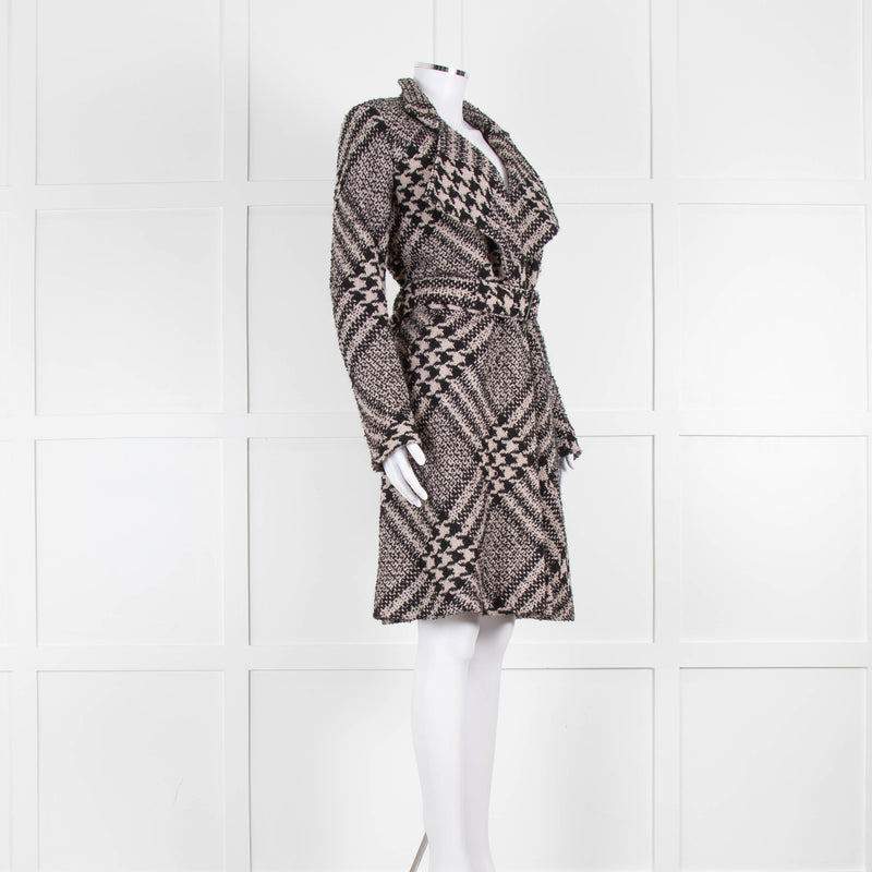 Strenesse Black And Beige Prince Of Wales Check Coat