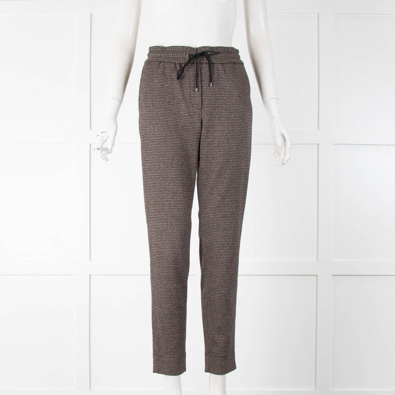 Riani Brown Check Trousers Drawstring Waist