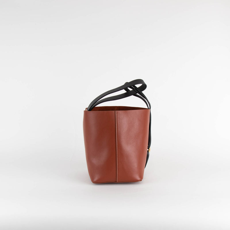 NEOUS Small Leather Bucket Bag In Black And Brown