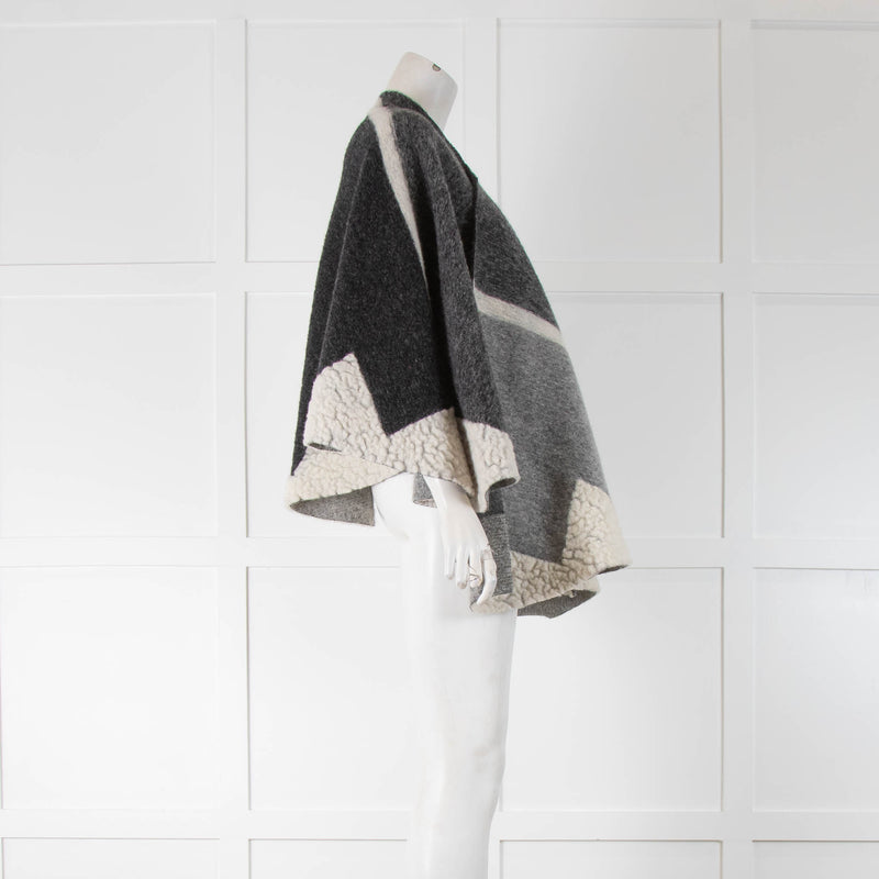 Maje Grey White Print Poncho