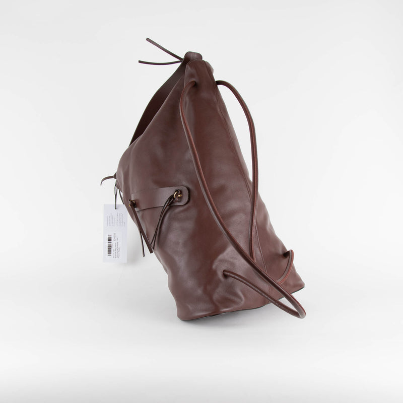 NEOUS Vela Burgundy Red Leather Asymmetrical Backpack