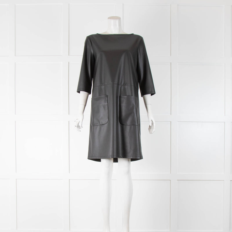 Max Mara Leisure Faux Leather 3/4 Sleeve Dress