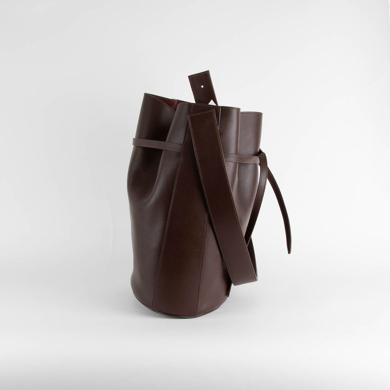 NEOUS Sigma Burgundy Red Leather Bucket Bag