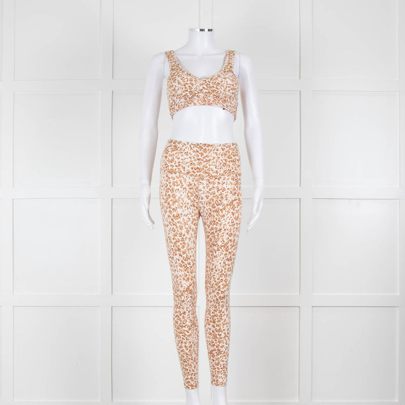 Varley Lets Move Kellam Sports Bra in Tan Animal Print