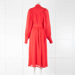 Rotate Red On Red Dot Long Sleeve Belted Dress