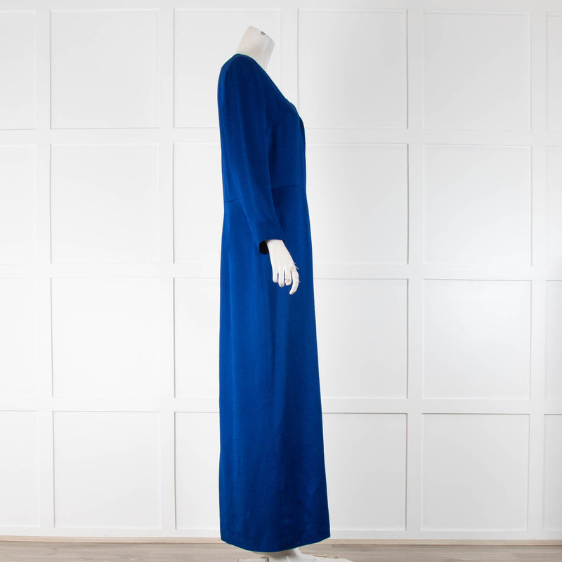 The Fold Royal Blue Shiny Textured Maxi Dress