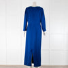 The Fold Royal Blue Shiny Textured Maxi Dress