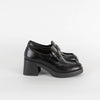 Miu Miu Black Leather Gold Penny Heel Loafers