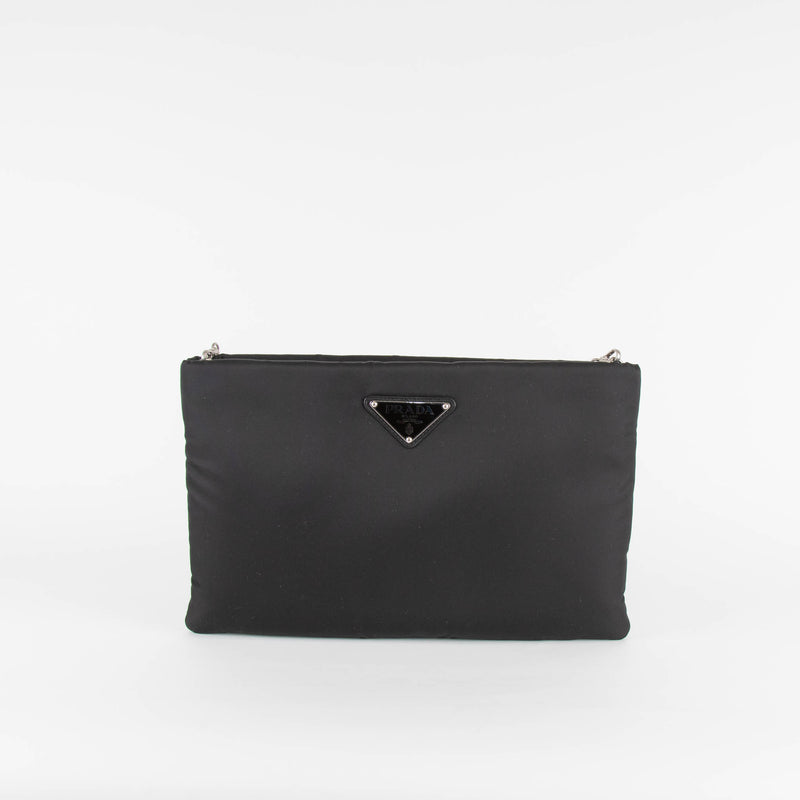 Prada Black Nylon Shoulder Bag with Chain Strap