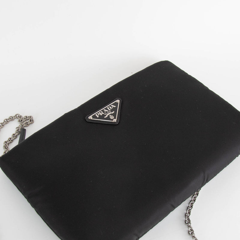 Prada Black Nylon Shoulder Bag with Chain Strap