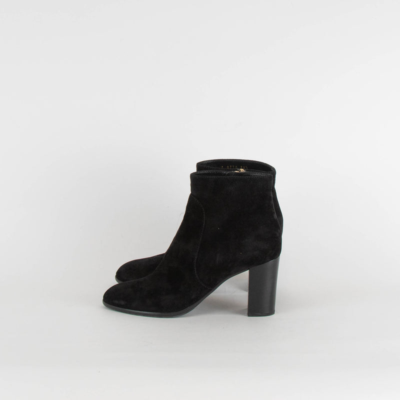 Sergio Rossi Black Suede Block Heel Ankle Boots