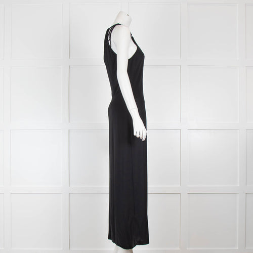 Victor Victoria Black Maxi Dress with Drawstring Neckline